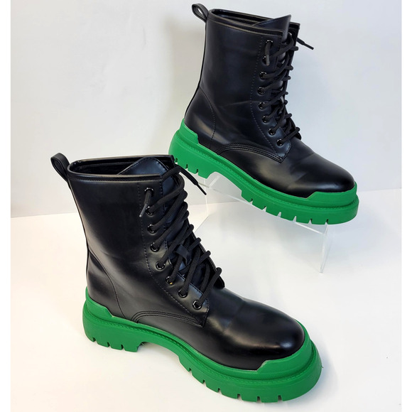 Liliana Combat Boots Womens Size 10 Black Green Lace Up Chunky Platform Grunge - Picture 4 of 16